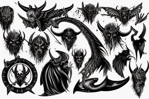 Black Satan magic with blood and sword tattoo idea