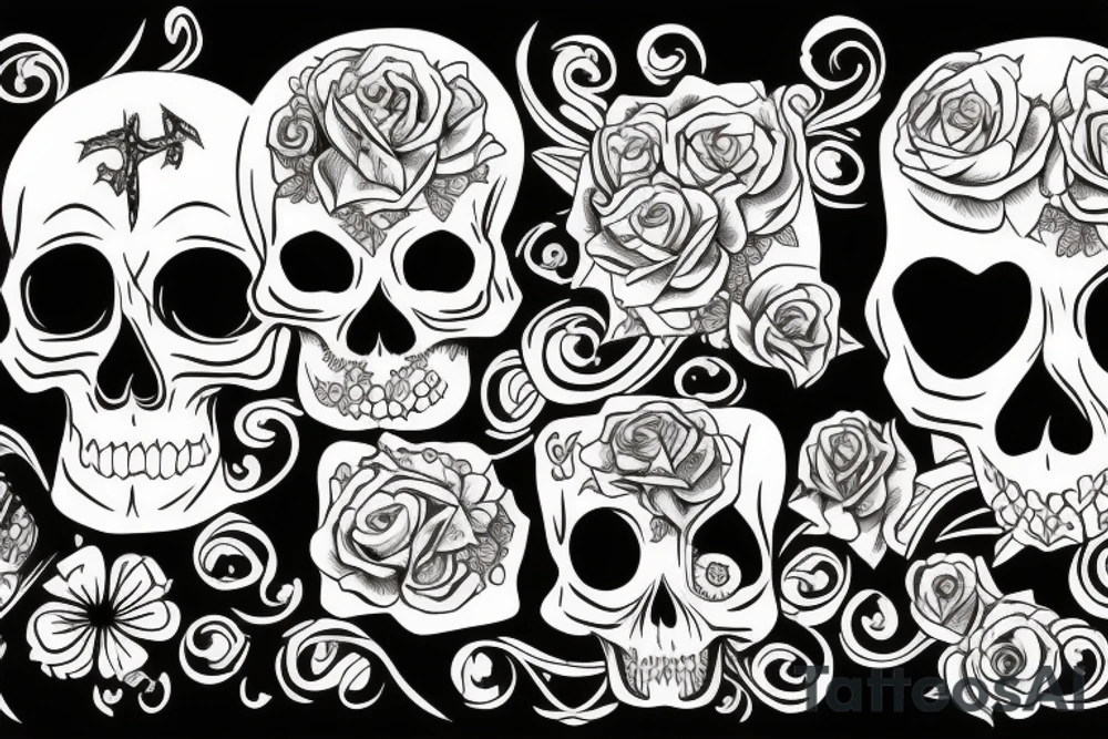 dead, skull, gothic tattoo idea
