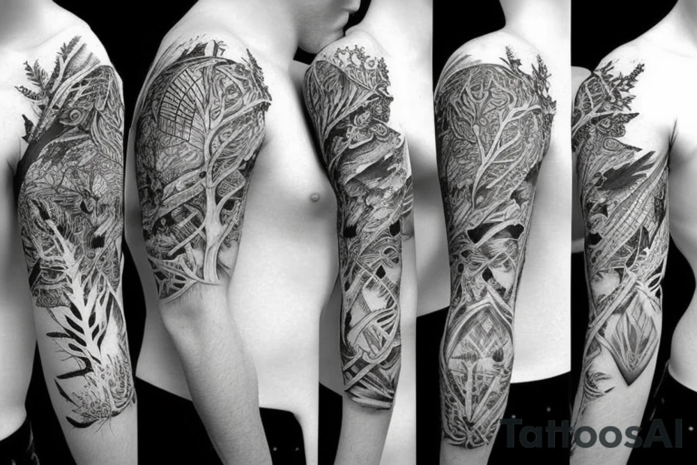 Sleeve with forest tattoo idea