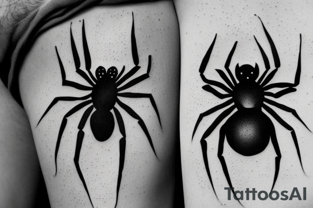 Black spider with a gun and granate tattoo idea