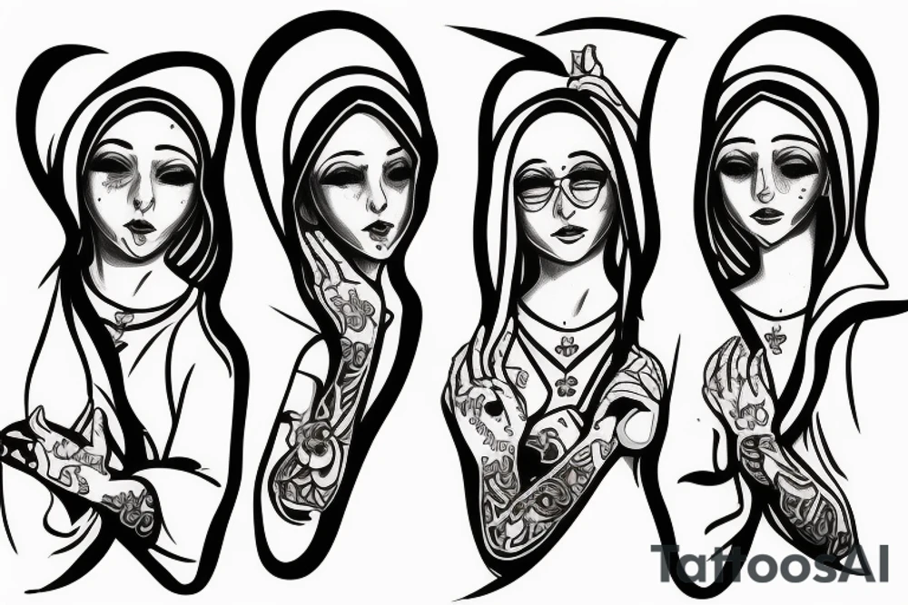 Little nuns trio tattoo idea