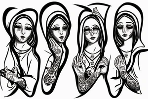 Little nuns trio tattoo idea