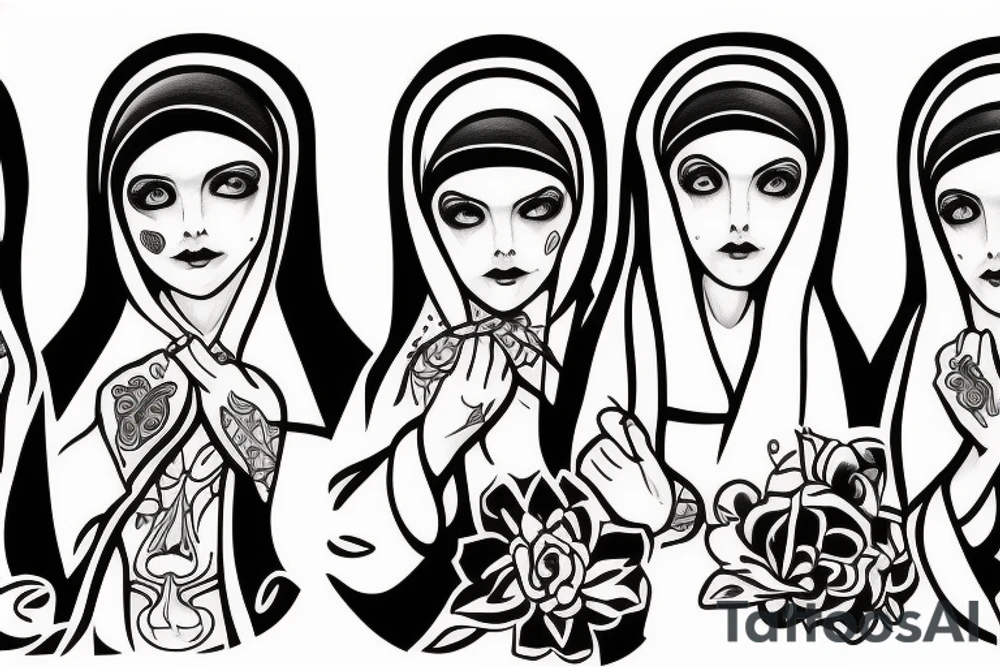 Little nuns trio tattoo idea