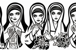 Little nuns trio tattoo idea