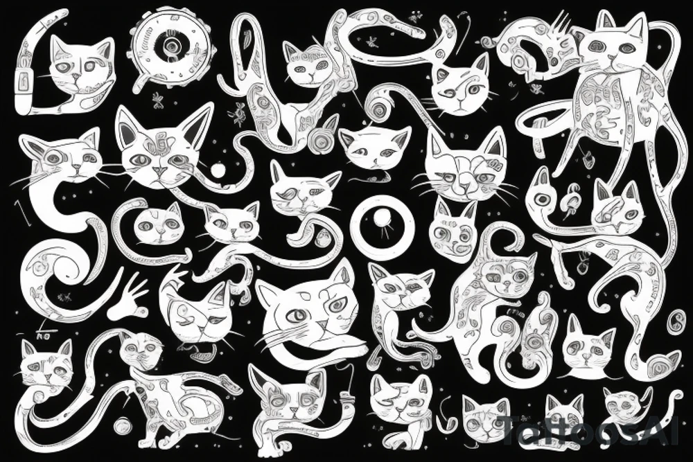 mechanical cat tattoo idea