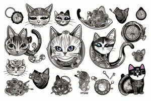 mechanical cat tattoo idea