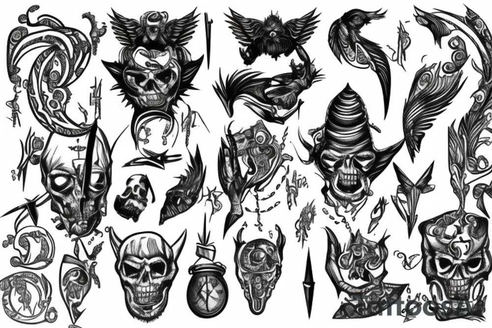 wealth, power, money, lucifer tattoo idea