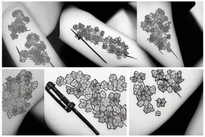 small sakura petals on katana tattoo idea