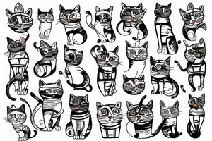 mechanical cat tattoo idea
