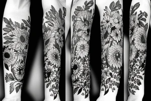 flowers with animals tattoo idea