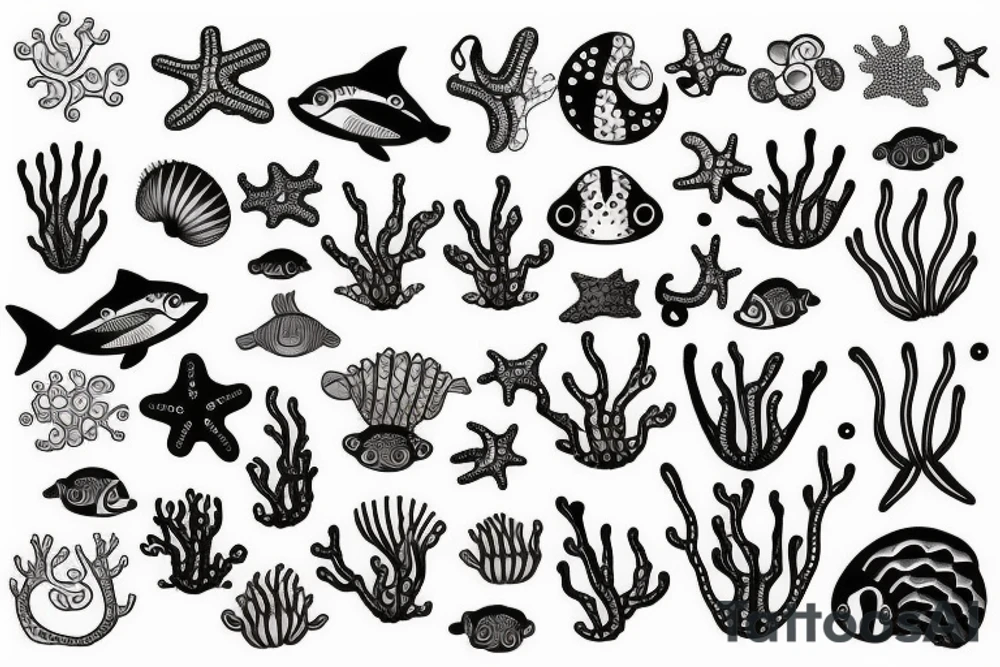 sea creatures cute tattoo idea