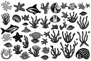 sea creatures cute tattoo idea