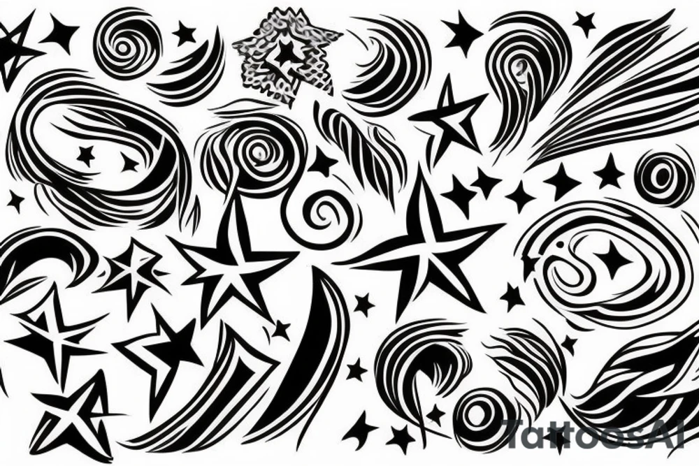 a lot of lines with stars tattoo idea