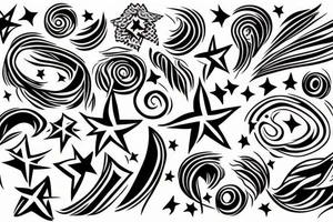 a lot of lines with stars tattoo idea