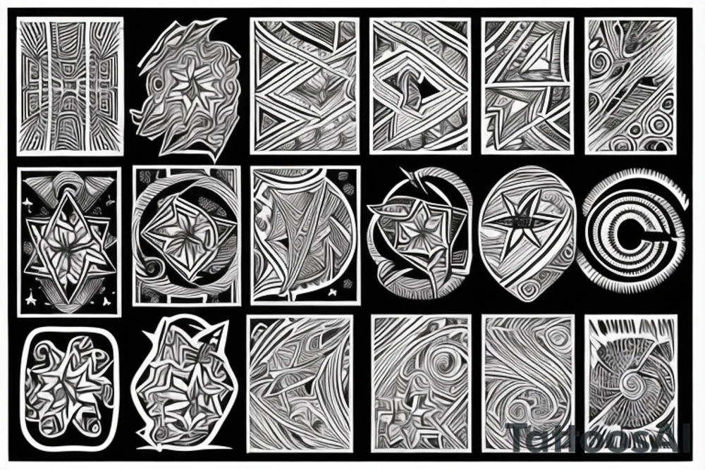 a lot of lines with stars tattoo idea