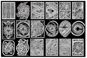 a lot of lines with stars tattoo idea