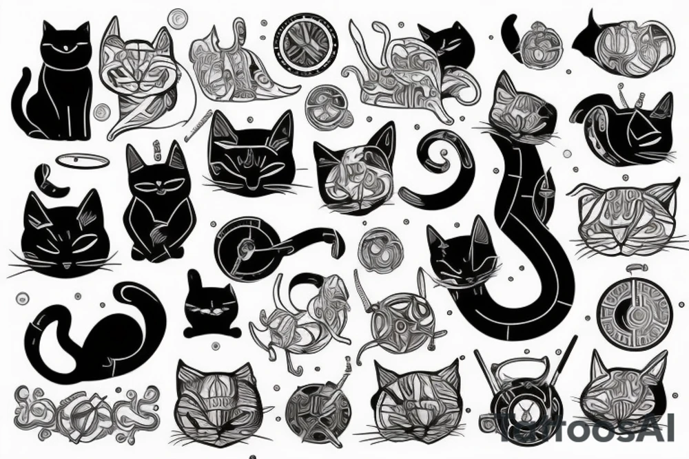 mechanical cat tattoo idea
