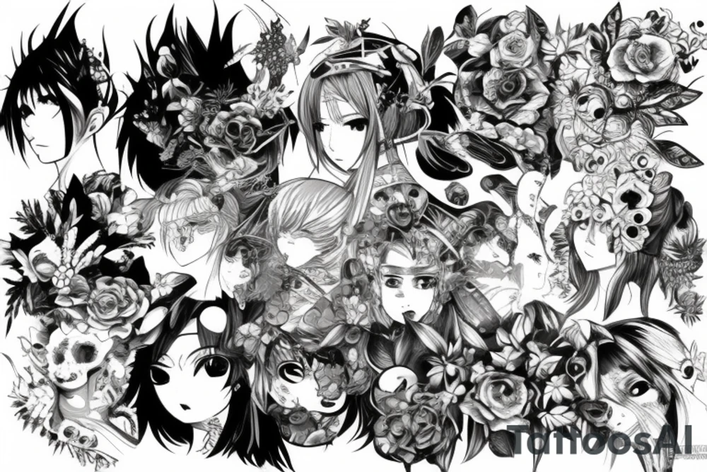 nature, anime, cyberpunk tattoo idea