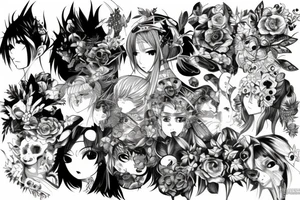 nature, anime, cyberpunk tattoo idea