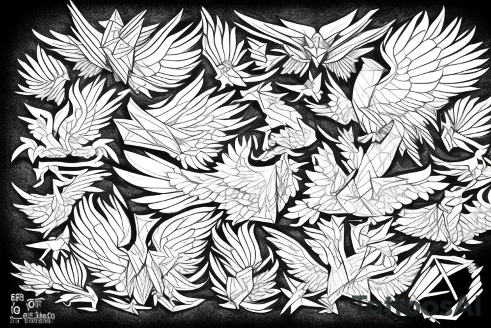 Burning Origami Phoenix tattoo idea