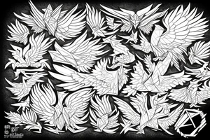 Burning Origami Phoenix tattoo idea
