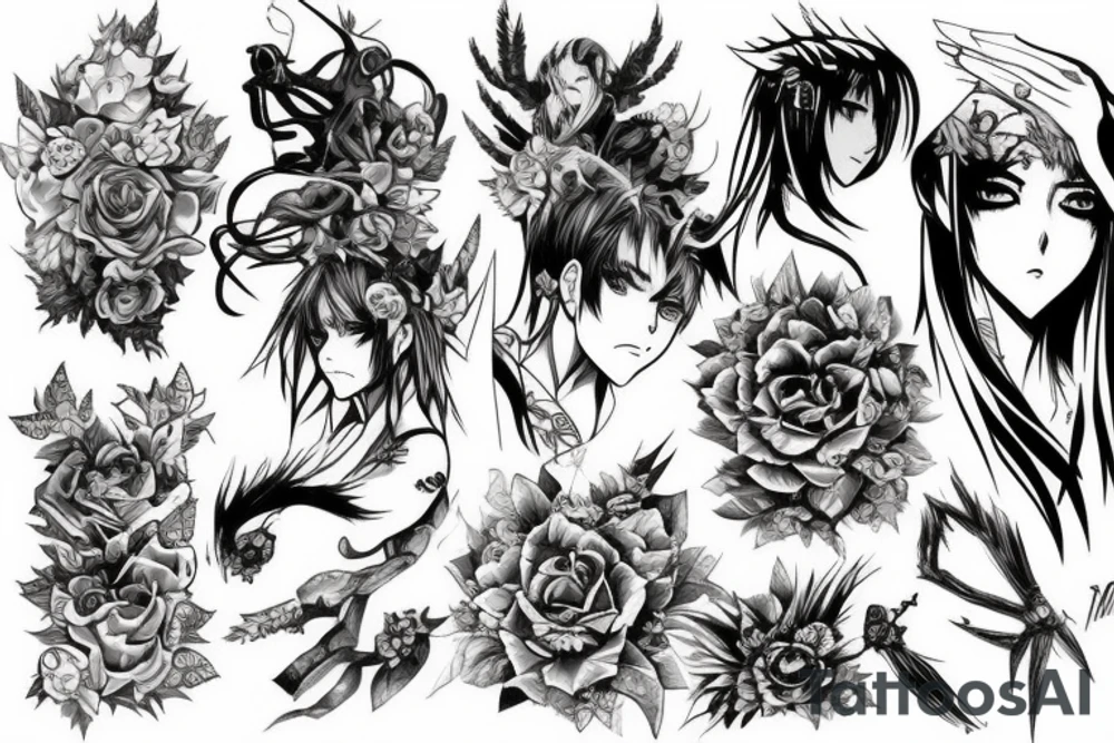 nature, anime, cyberpunk tattoo idea