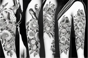 flowers with animals tattoo idea