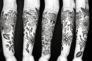 flowers with animals tattoo idea
