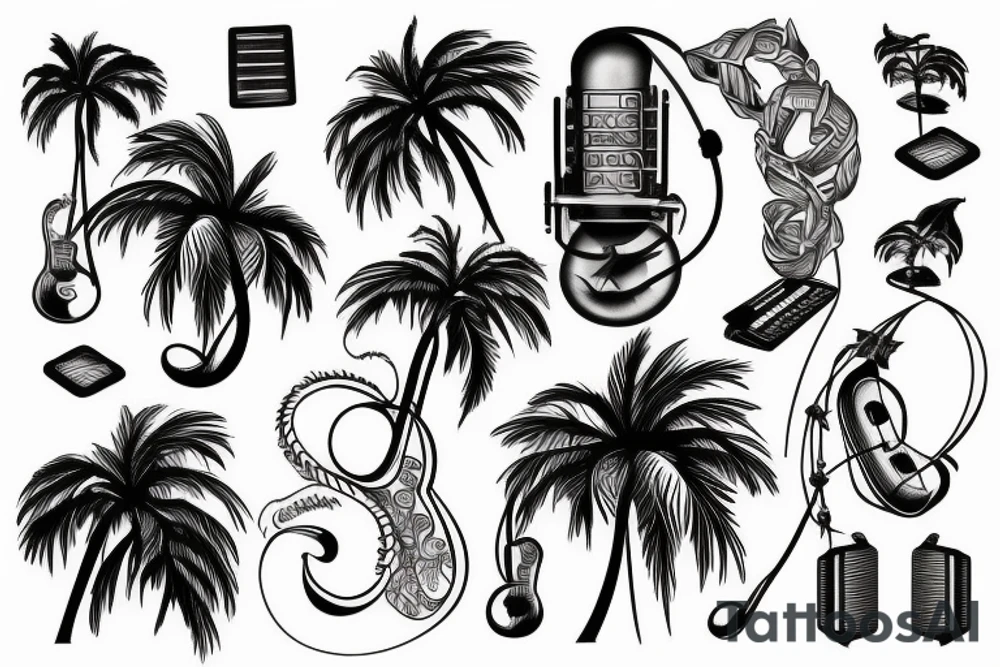 Palm and music tattoo idea