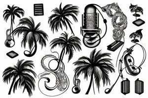 Palm and music tattoo idea