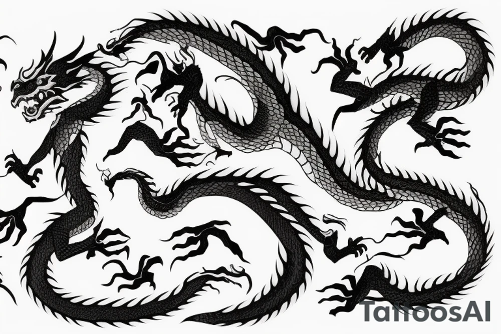 The dragon is written in one line tattoo idea