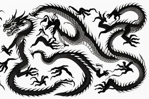 The dragon is written in one line tattoo idea