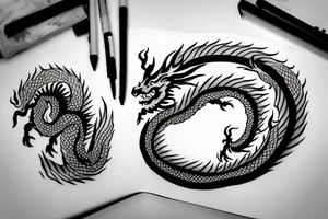 The dragon is written in one line tattoo idea