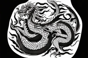 The dragon is written in one line tattoo idea