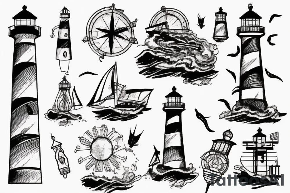 lighthouse on the sea tattoo idea