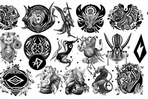 Zodiac sign aries in futuristic style tattoo idea