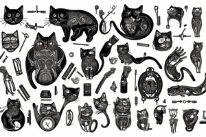 cat from Bulgakov's novel Master and Margarita tattoo idea