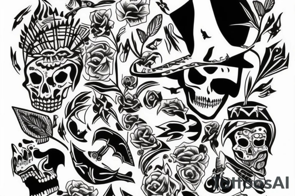 woman witch death on the grave tattoo idea