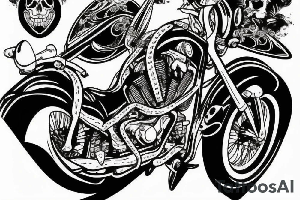 Motorcycle and scull tattoo idea