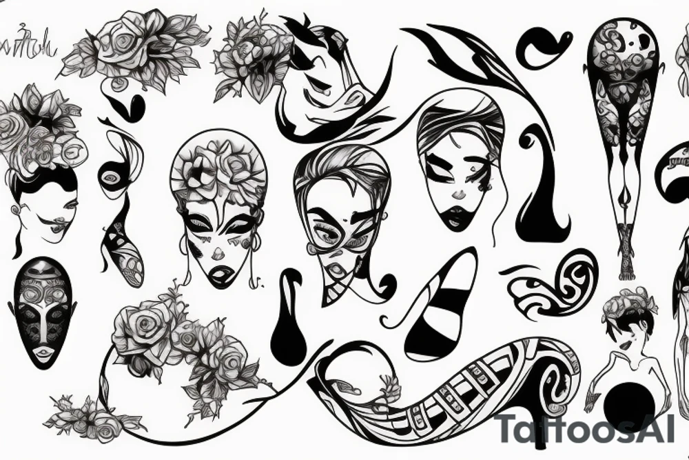 Woman body tattoo idea