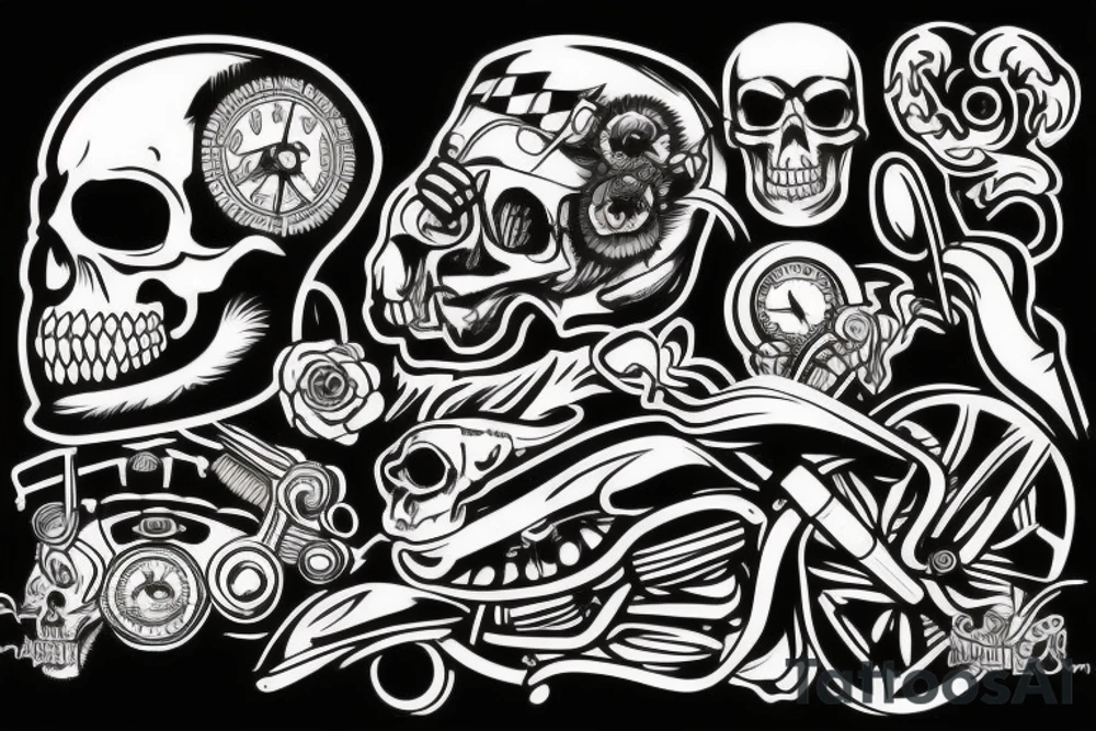 Motorcycle and scull tattoo idea