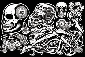 Motorcycle and scull tattoo idea