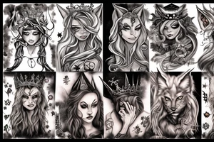 Man witch Lynx and crown tattoo idea