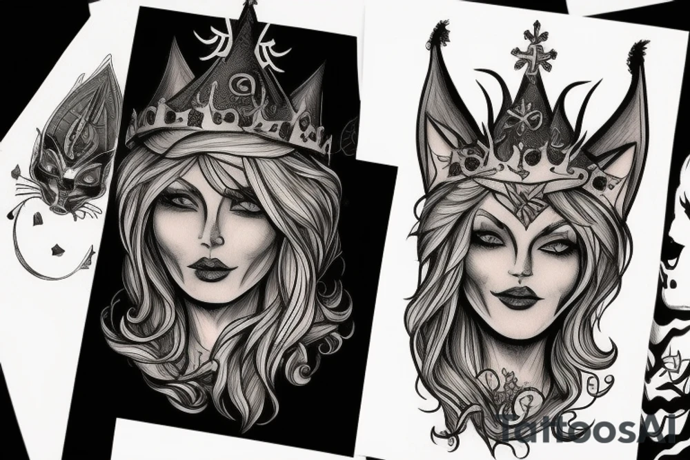 Man witch Lynx and crown tattoo idea