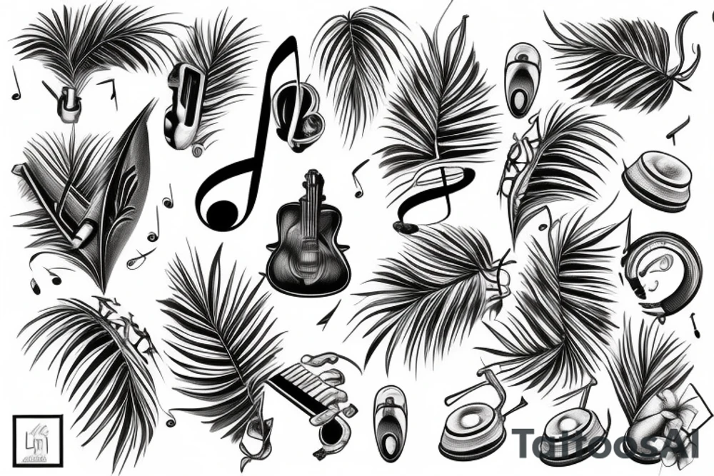 Palm and music tattoo idea
