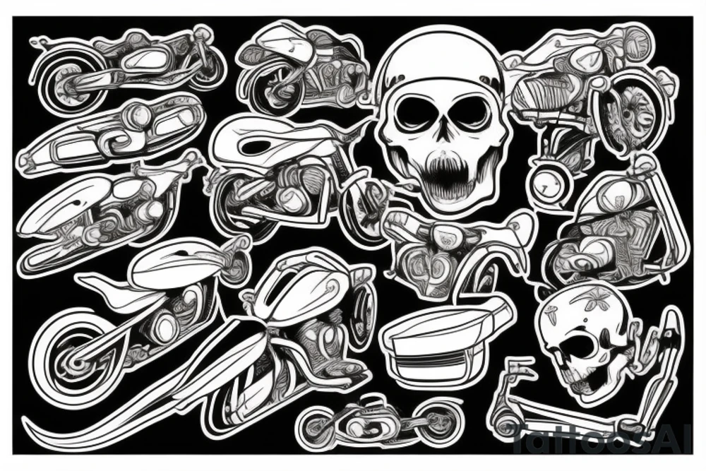 Motorcycle and scull tattoo idea
