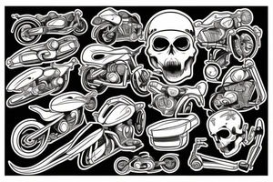 Motorcycle and scull tattoo idea