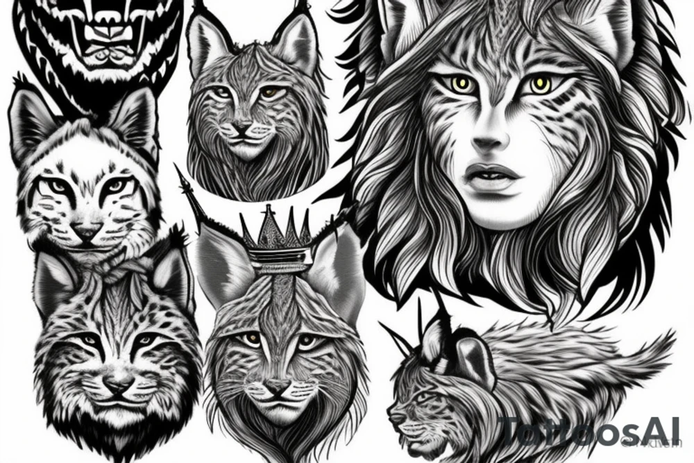 Man with Lynx and crown tattoo idea