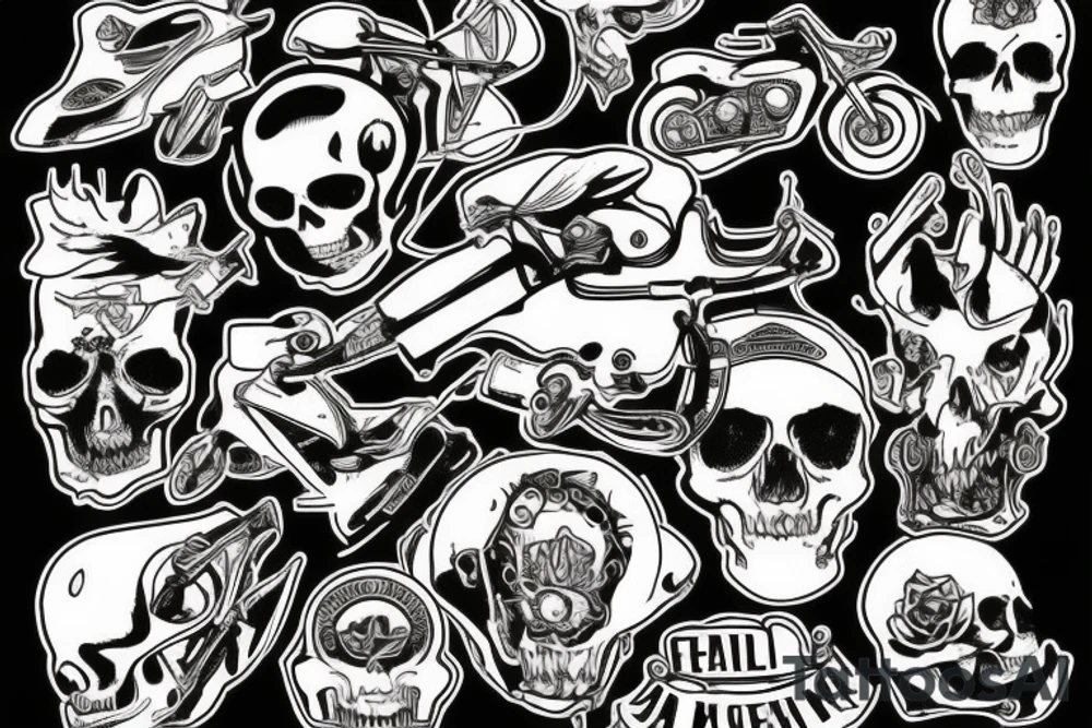Motorcycle and scull tattoo idea