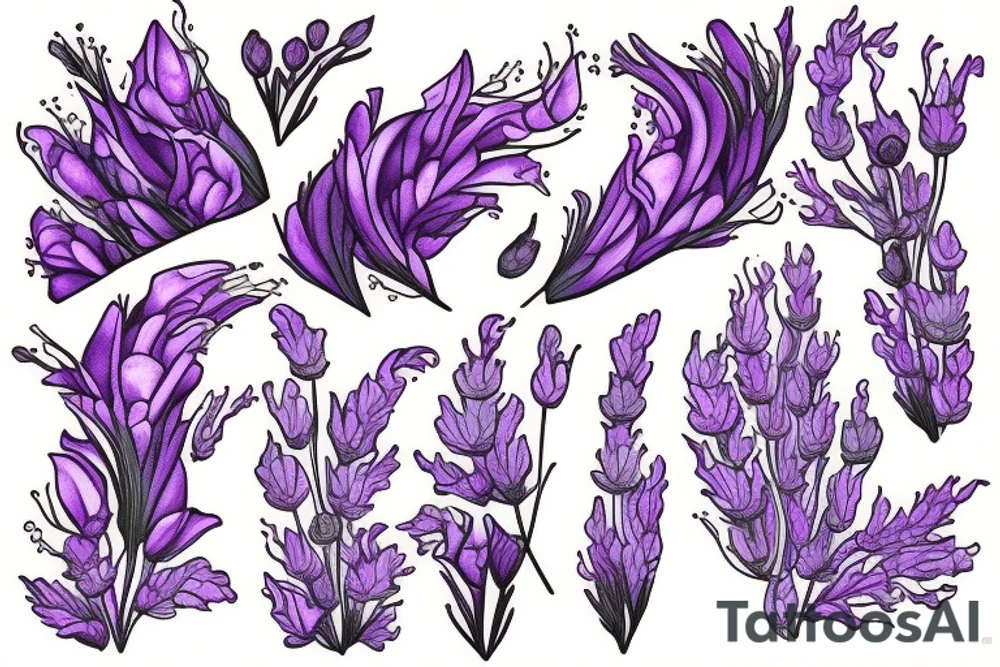 Fine lines lavender tattoo idea